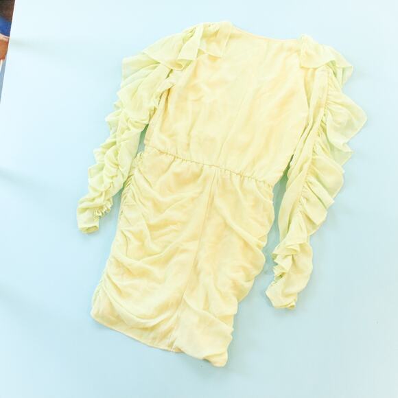 NBD x Revolve Yellow Butter Long Sleeve Ruffle Sheath Mini Dress Size Small - Picture 8 of 9